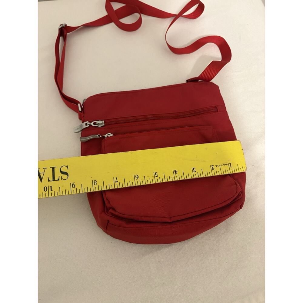 Baggallini Pocket Slim Red Crossbody Travel Bag Purse Silver Hardware Pockets - Picture 5 of 8